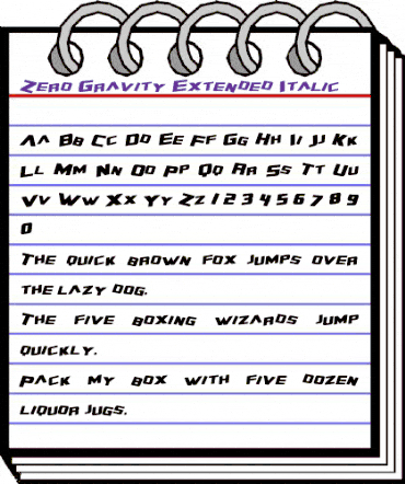 Zero Gravity Extended Italic animated font preview