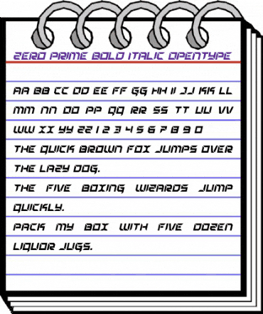 Zero Prime Bold Italic Bold Italic animated font preview