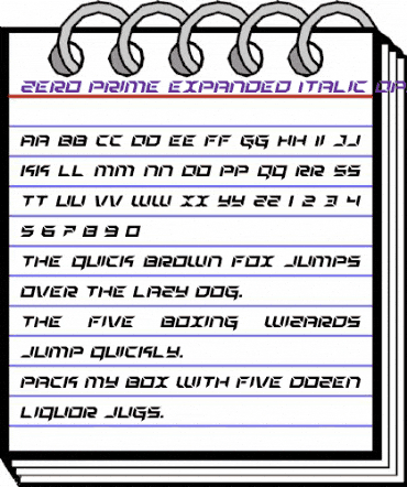 Zero Prime Expanded Italic Expanded Italic animated font preview
