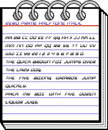 Zero Prime Halftone Italic Italic animated font preview