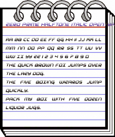 Zero Prime Halftone Italic Italic animated font preview