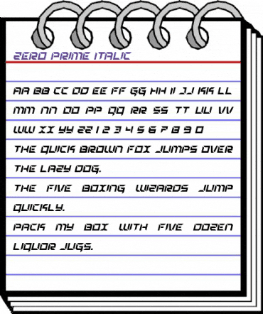 Zero Prime Italic Italic animated font preview