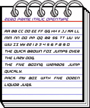 Zero Prime Italic Italic animated font preview