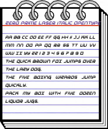 Zero Prime Laser Italic Italic animated font preview