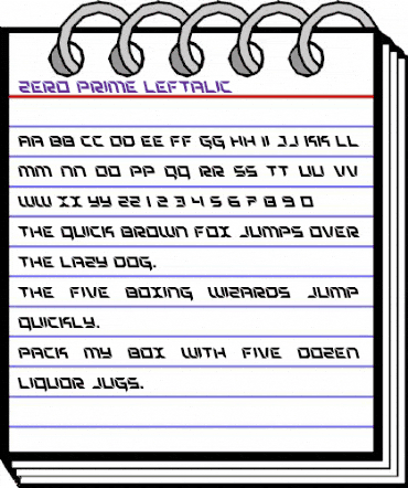 Zero Prime Leftalic Italic animated font preview