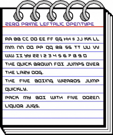 Zero Prime Leftalic Italic animated font preview