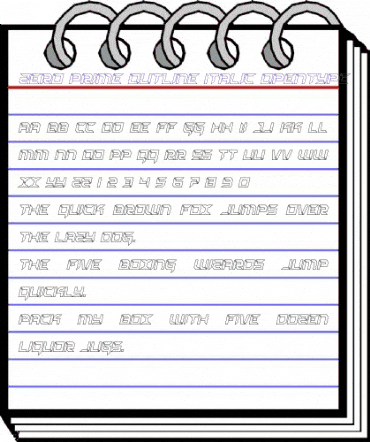 Zero Prime Outline Italic Outline Italic animated font preview
