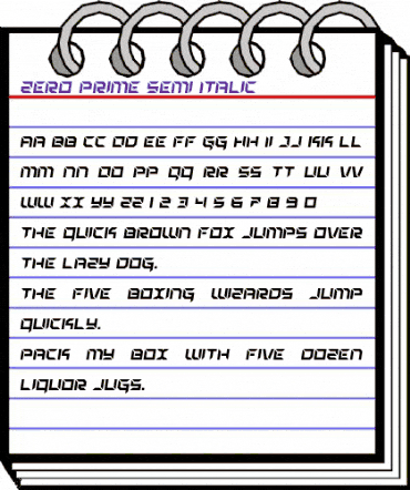 Zero Prime Semi-Italic Semi-Italic animated font preview