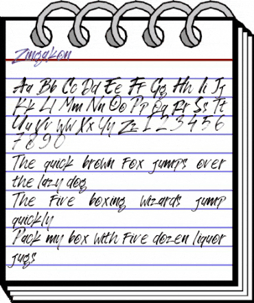 Zingakon Regular animated font preview