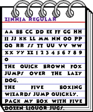 ZINNIA Regular animated font preview