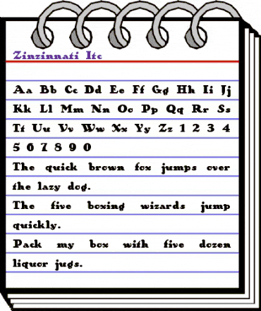 Zinzinnati Itc Regular animated font preview