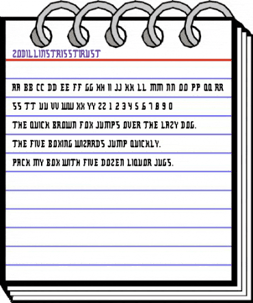 Zodillinstrisstirust Regular animated font preview