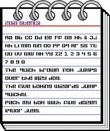 Zoia Stencil Regular animated font preview