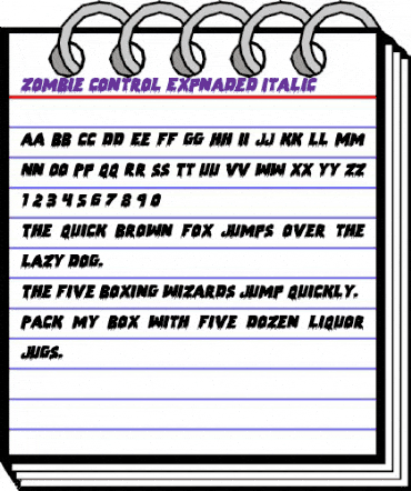 Zombie Control Expnaded Italic Expnaded Italic animated font preview