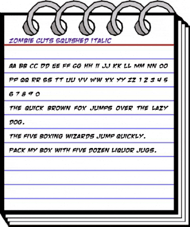 Zombie Guts Squished Italic animated font preview