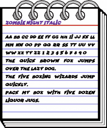 Zombie Night Italic animated font preview