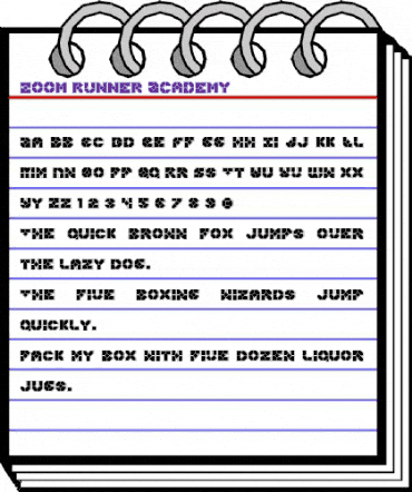 Zoom Runner Academy Regular animated font preview