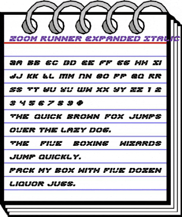 Zoom Runner Expanded Italic Expanded Italic animated font preview