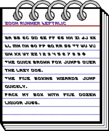 Zoom Runner Leftalic Italic animated font preview