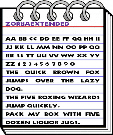 ZorbaExtended Regular animated font preview