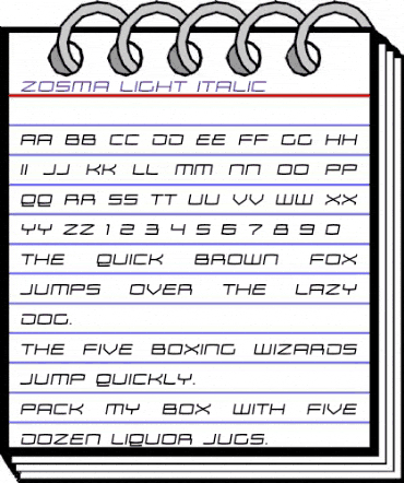 Zosma Light Italic animated font preview
