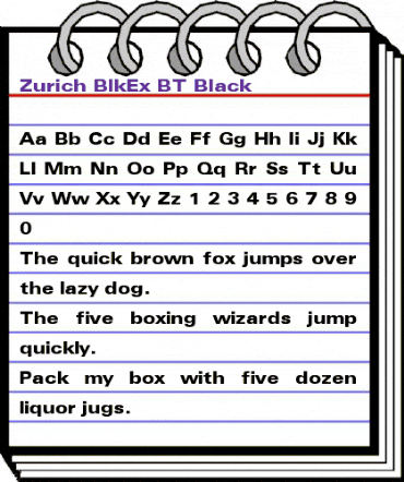 Zurich BlkEx BT Black animated font preview